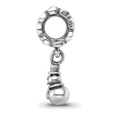 Sterling Silver 925 Snowman Dangle Bead with Antiqued Finish Solid and Casted